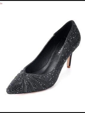 ERIJUNOR Women Mid Heel Pumps Rhinestone Mesh Evening Prom Wedding Shoes